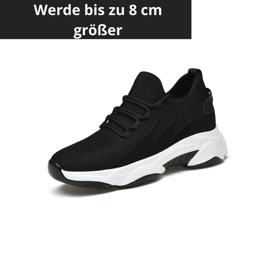 Weiße Herren Casual-Sneakers, dezenter Höhenlift, für stilvollen Komfort & selbstbewussten Gang.