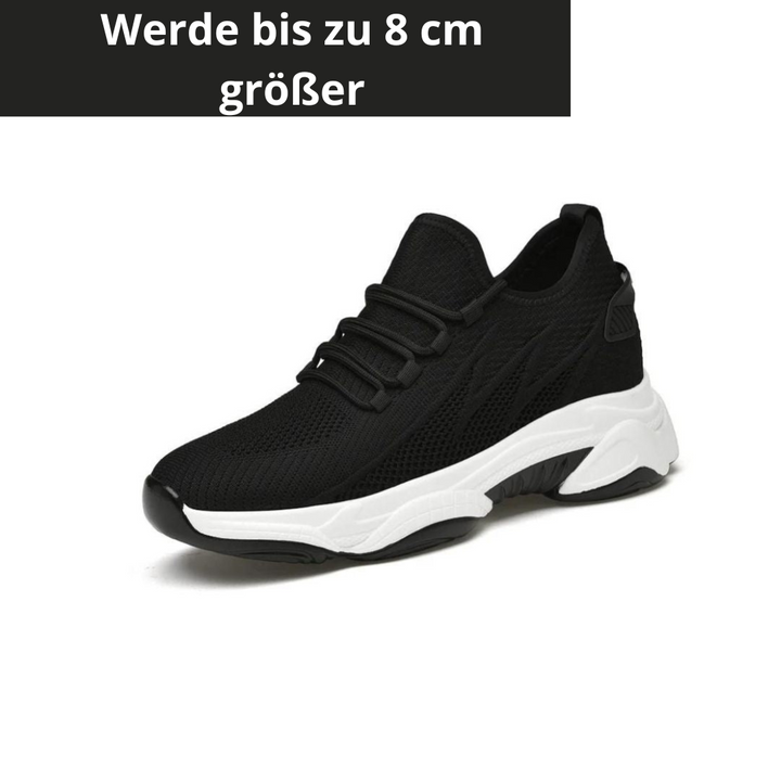 Weiße Herren Casual-Sneakers, dezenter Höhenlift, für stilvollen Komfort & selbstbewussten Gang.