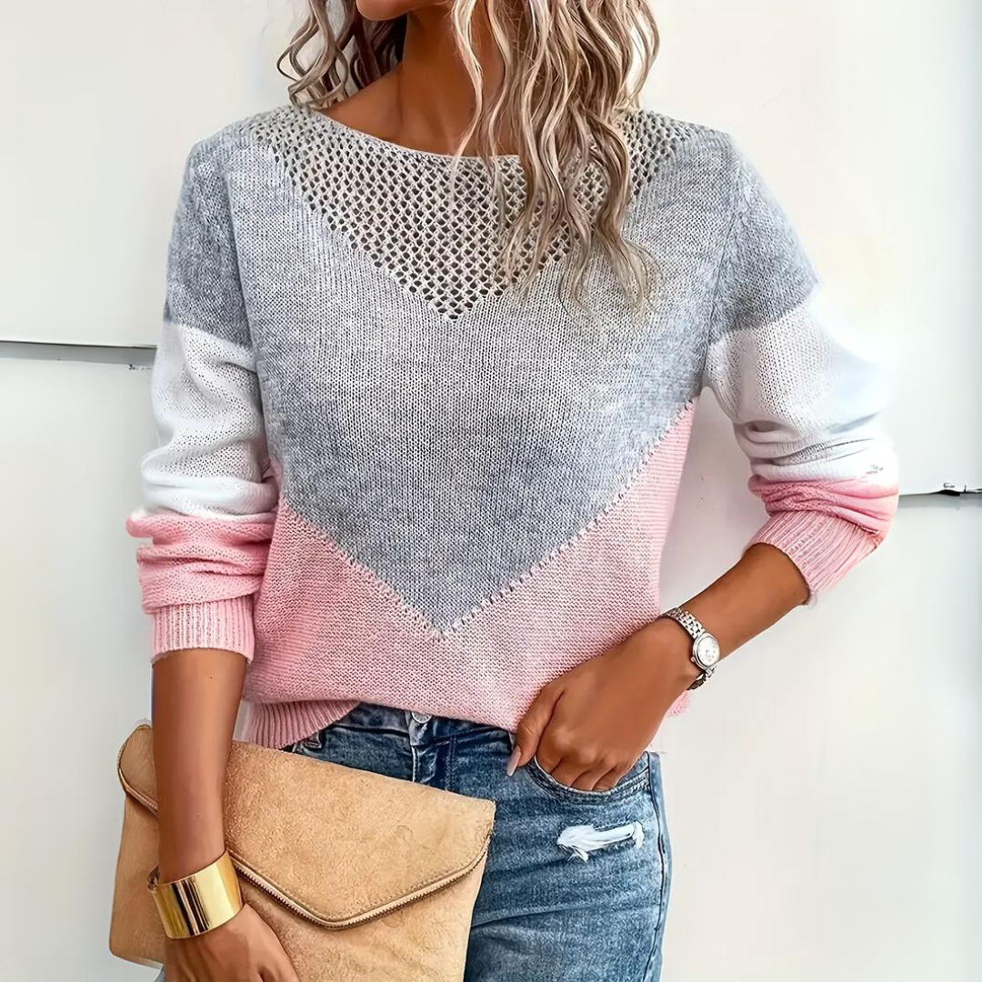 Weicher, locker geschnittener Rosa Damen Pullover im gemütlichen Stil, ein ideales Langarm Oberteil für Alltagsmode.