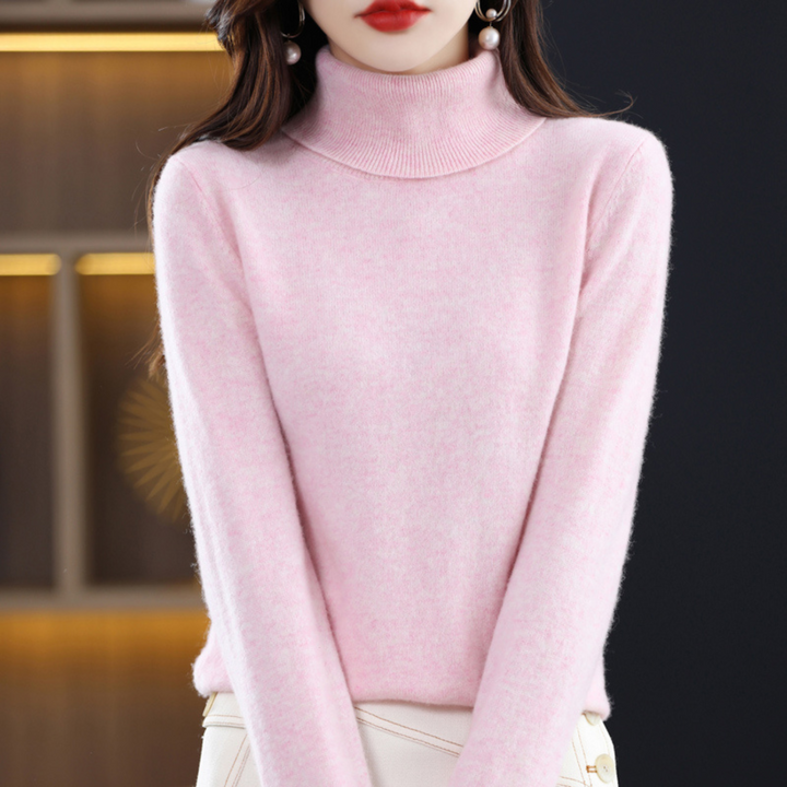 Damen-Rollkragenpullover Elena aus 100% Kaschmir. Perfekte Passform, Eleganz für jede Frau, Wintermode.