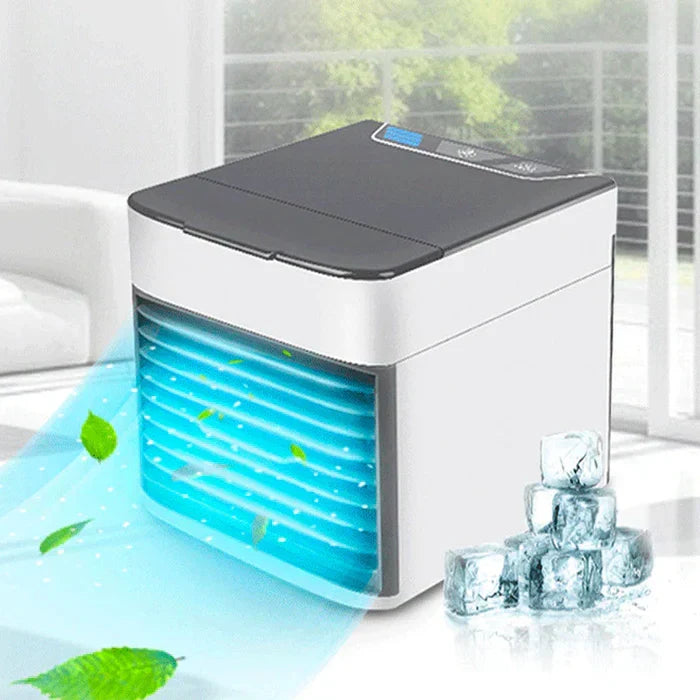 Kompakte ChillWave Mini-Klimaanlage mit Ventilator und Luftbefeuchter für angenehme Kühlung im Sommer.