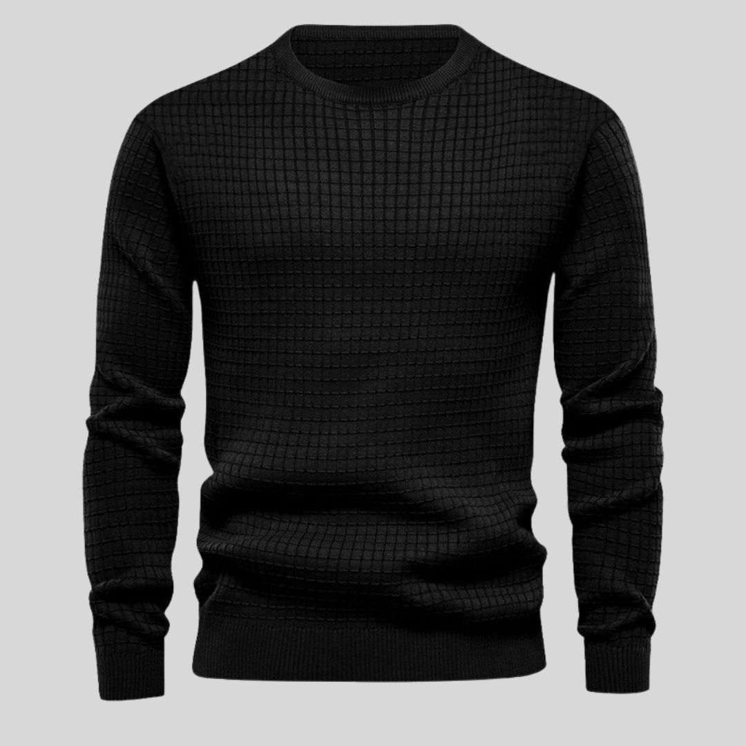 Stilvoller, bequemer Herren Rundhals-Pullover für Winter & Freizeit. Moderner Strickpullover Langarm.