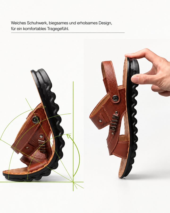 Robuste Herren Sommersandalen mit verstellbaren Klettverschlüssen. Perfekt für Strand, Freizeit & Reise.