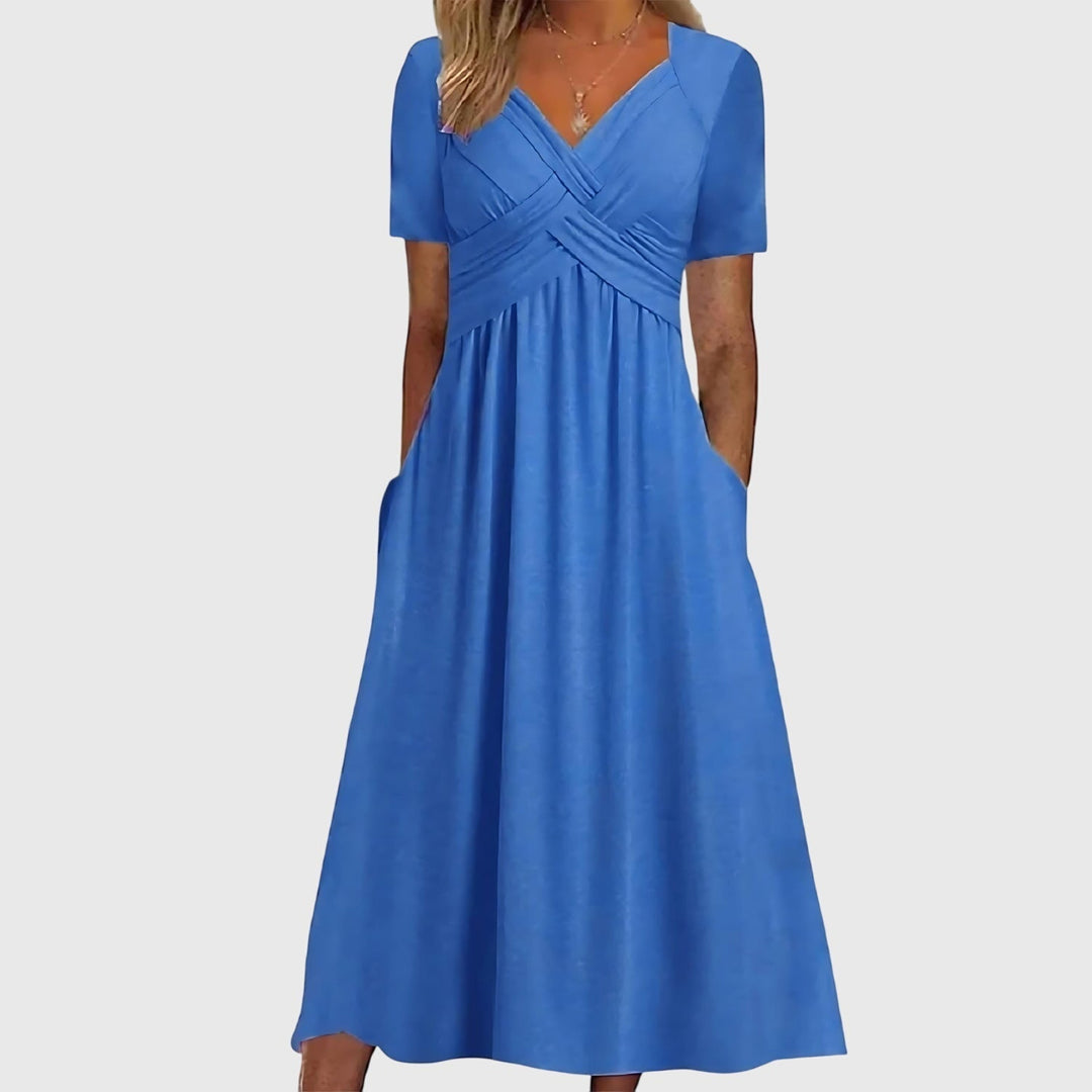 Elegantes Damen Midi-Kleid in A-Linie mit Bauchkontrolle, perfekt als modisches Sommer- oder Freizeitkleid.