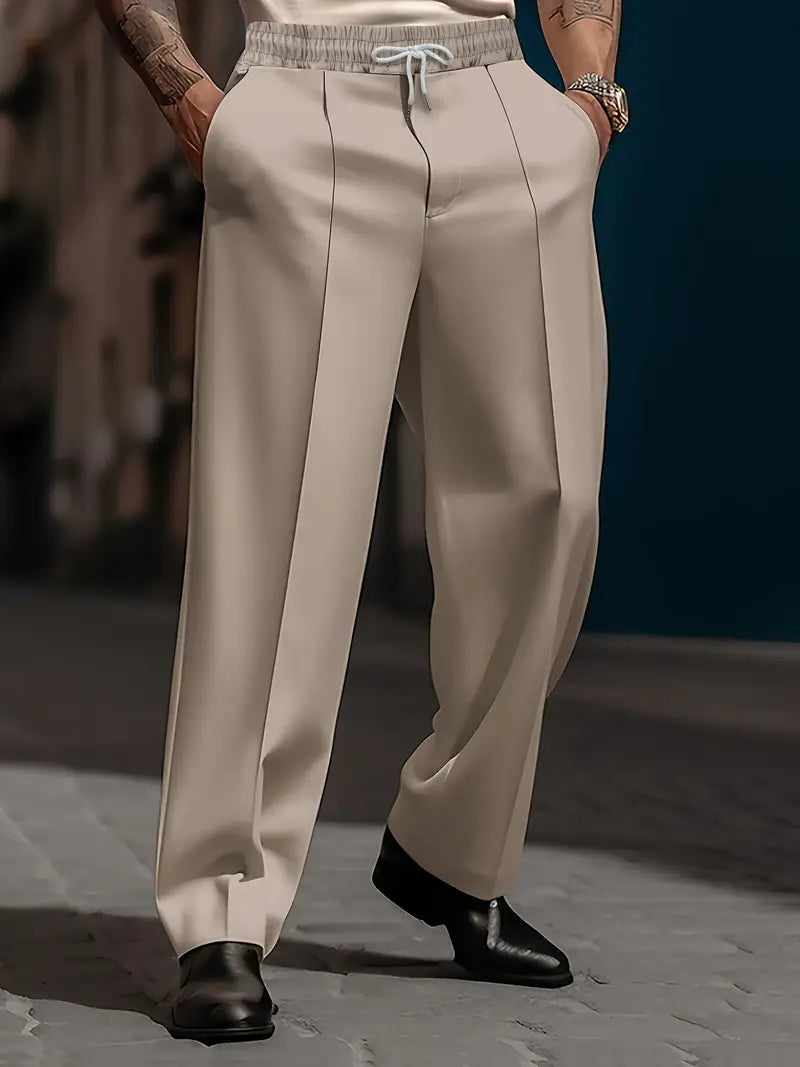 Bequeme Herren Freizeithose mit elastischem Bund & Kordelzug, knitterarm & atmungsaktiv, Regular Fit.