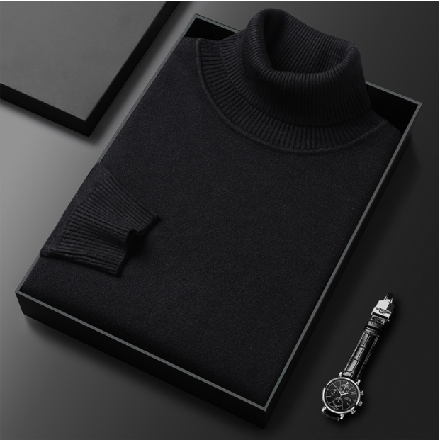 Warmer Herren Langarm Rollkragenpullover, perfekt für kalte Wintertage, weich & bequem.