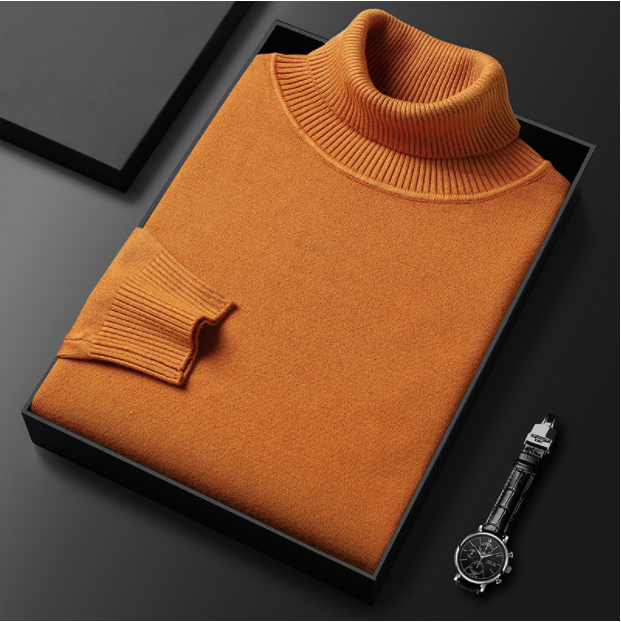 Herren Winter Rollkragenpullover, liegend präsentiert, betont die Qualität des Materials & Designs.
