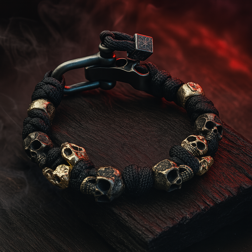 Maskulines Herren Totenkopf-Armband, verstellbar, trendiger Skull-Schmuck für Casual- und Gothic-Mode.