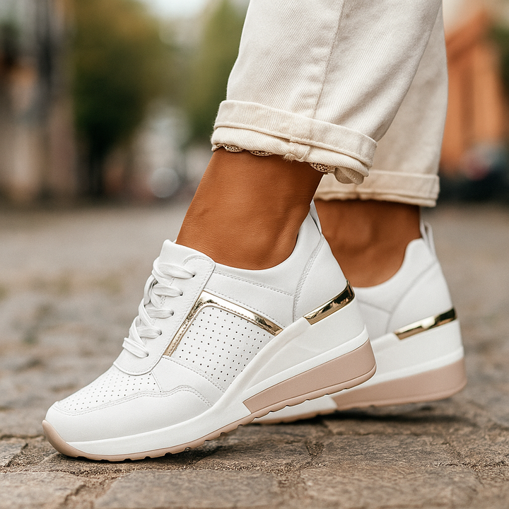 Damen Sneakers, atmungsaktiv & bequem für Alltag. Rutschfeste Sohle, leichter Schnürschuh.