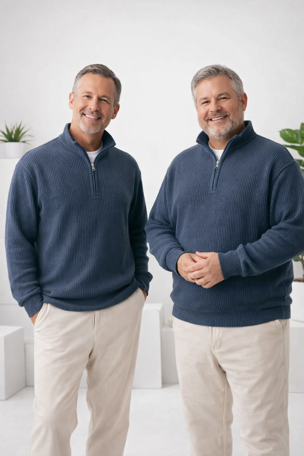 Moderner Herren Pullover mit Reißverschluss-Stehkragen, ideal für Freizeit & Büro.