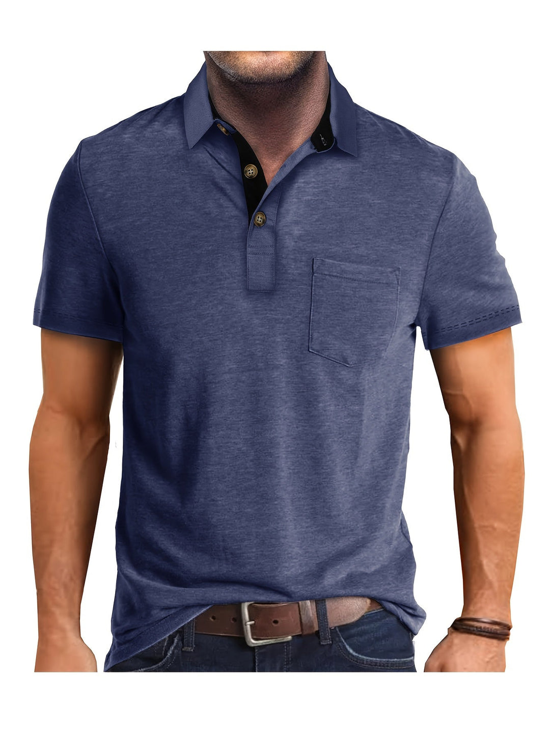 Stilvolles Herren Poloshirt mit Brusttasche, ideal für Business Casual und Freizeit.