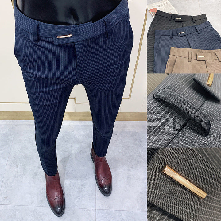 Klassische Herren Nadelstreifen Businesshose, Slim Fit. Formelle Kleidung für Büro & besondere Anlässe. Bequemer Stil.