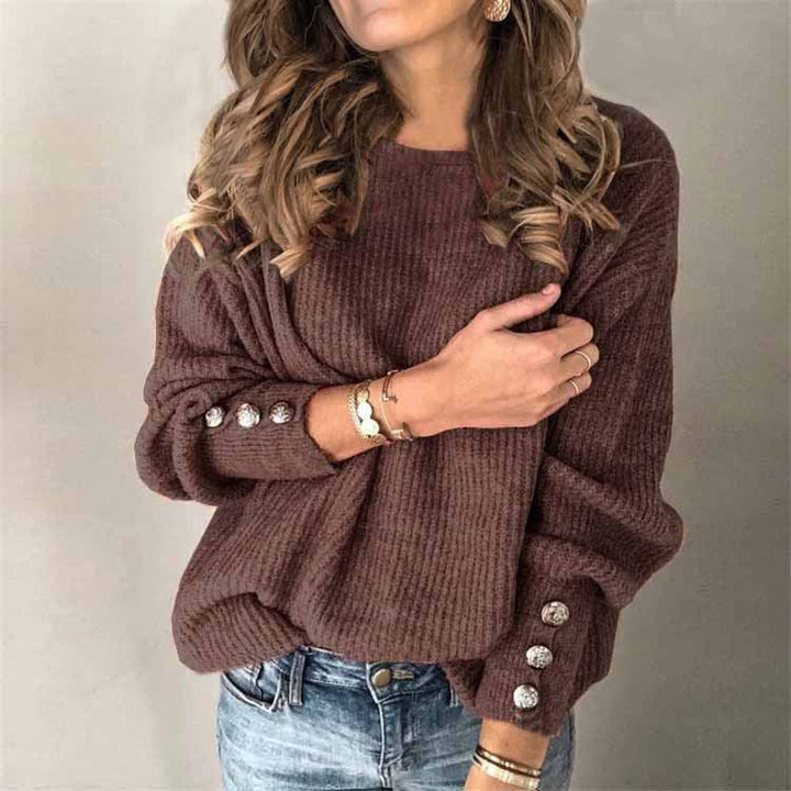Kuscheliger Damen-Strickpullover mit Knopfleiste, perfekt für Herbst & Winter.