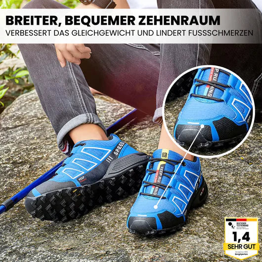 Bequeme Herren Trekking-Sneaker mit orthopädischer Unterstützung für lange Wanderungen und Outdoor-Sport.