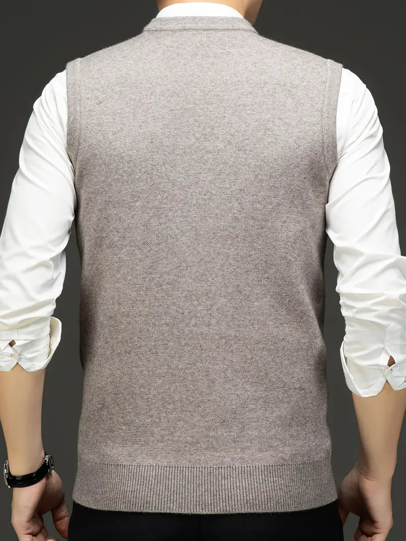 Warmer Herren Strick-Bodywarmer, V-Ausschnitt, Slim Fit, vielseitige Herrenweste.