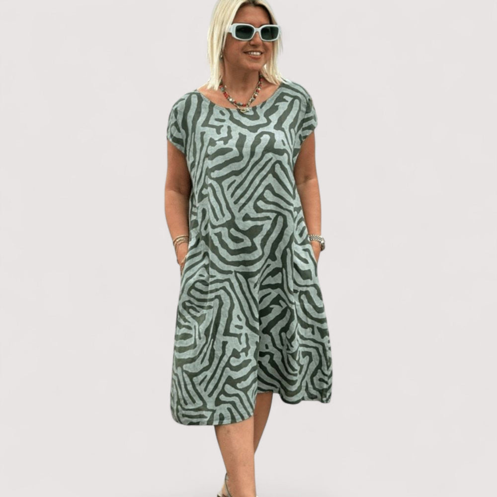 Elegantes schwarzes Damenkleid, vielseitig, locker und bequem. Perfekt als Freizeit- oder Strandkleid.