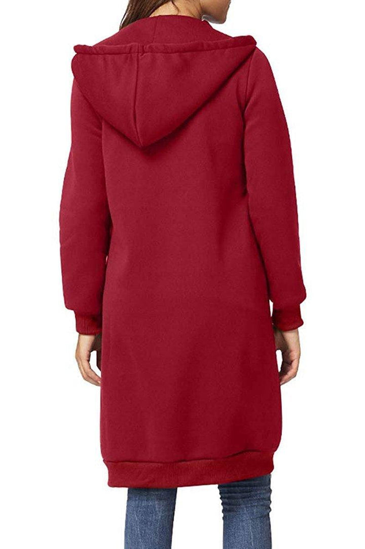 Damen Winter Hoodie mit Reißverschluss, Kordelzug und Kapuze, ideal für gemütliche Stunden zu Hause.