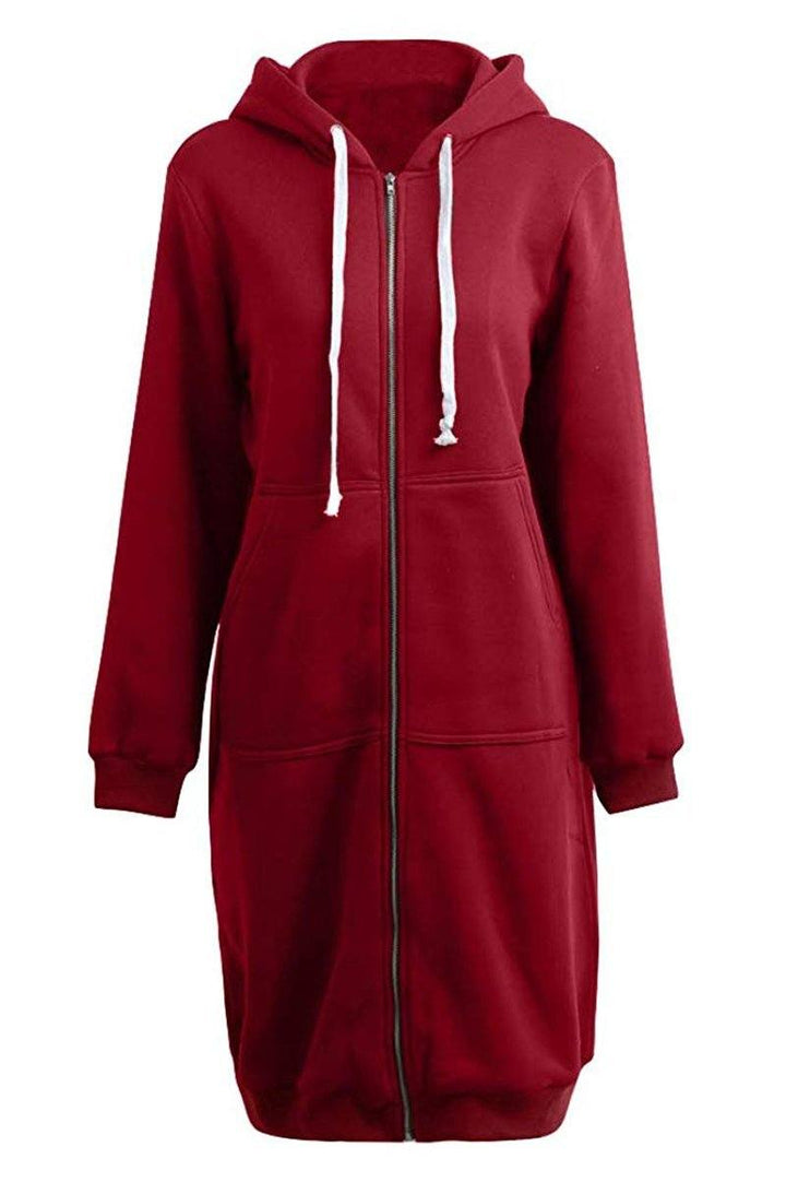 Kuscheliger Damen Winter Hoodie mit verstellbarem Kordelzug an der Kapuze und Reißverschluss, Langarm.