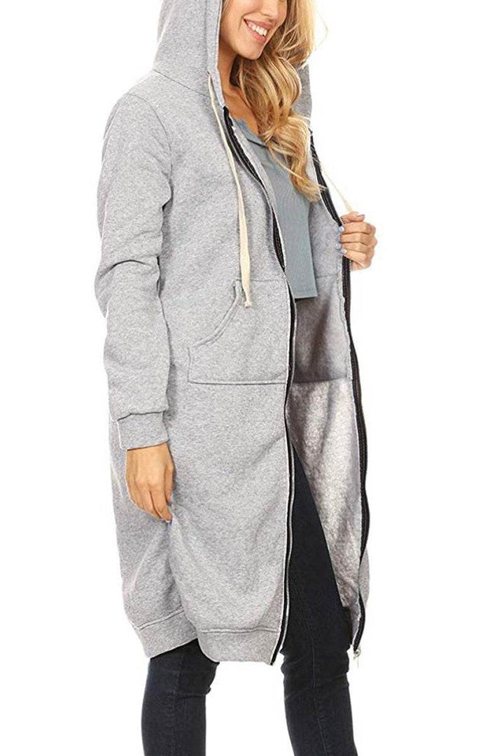 Extra warmer Damen Winter Hoodie, Langarm, mit praktischem Reißverschluss und gemütlicher Kapuze.