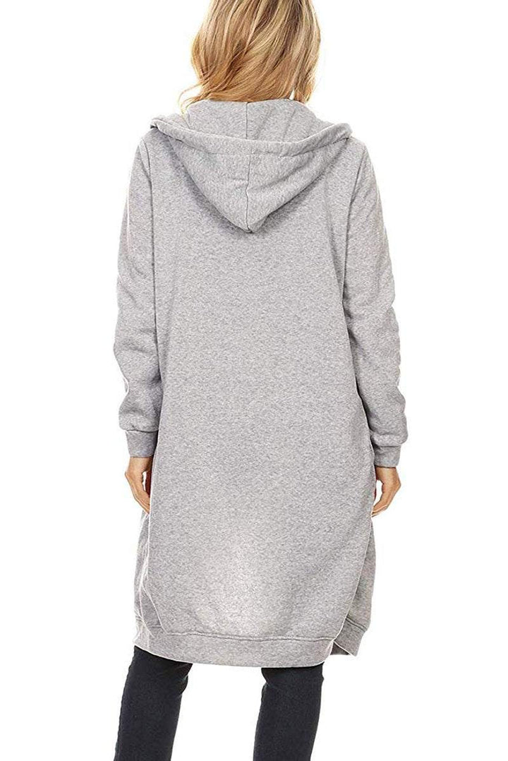 Trendiger Damen Hoodie als Winterjacke, Langarm, mit Reißverschluss und Kapuze, sehr bequem.