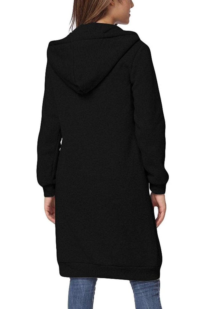 Graues Damen Kapuzensweatshirt mit Langarm und Reißverschluss, warm, gemütlich und stilvoll.
