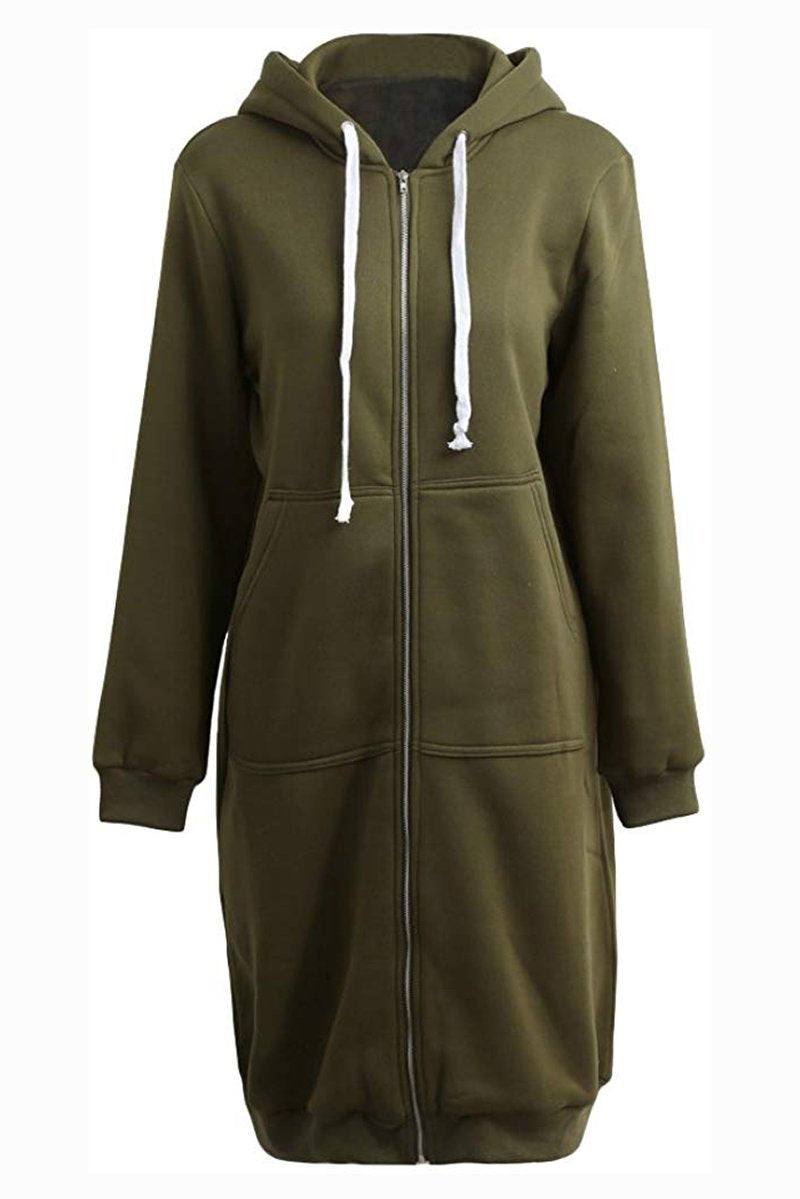 Vielseitiger Damen Hoodie, Langarm, mit Reißverschluss und Kordelzug, für Sport und Freizeit.