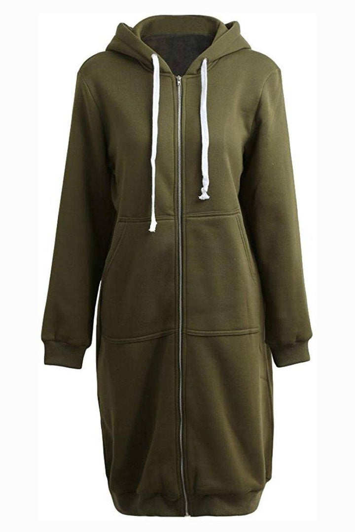 Vielseitiger Damen Hoodie, Langarm, mit Reißverschluss und Kordelzug, für Sport und Freizeit.