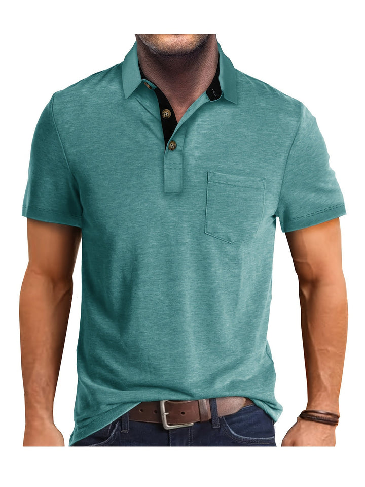 Kurzarm Herren Poloshirt für Büro und Alltag, mit praktischer Brusttasche.