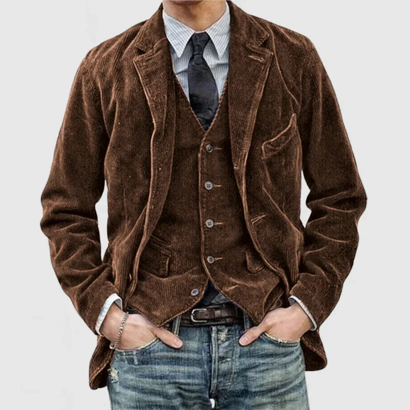 Vielseitiges Herren Vintage Blazer & Weste Set für Business Meetings und lässige Freizeit-Looks.