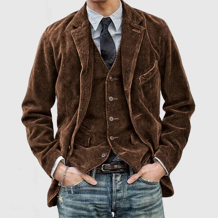 Vielseitiges Herren Vintage Blazer & Weste Set für Business Meetings und lässige Freizeit-Looks.
