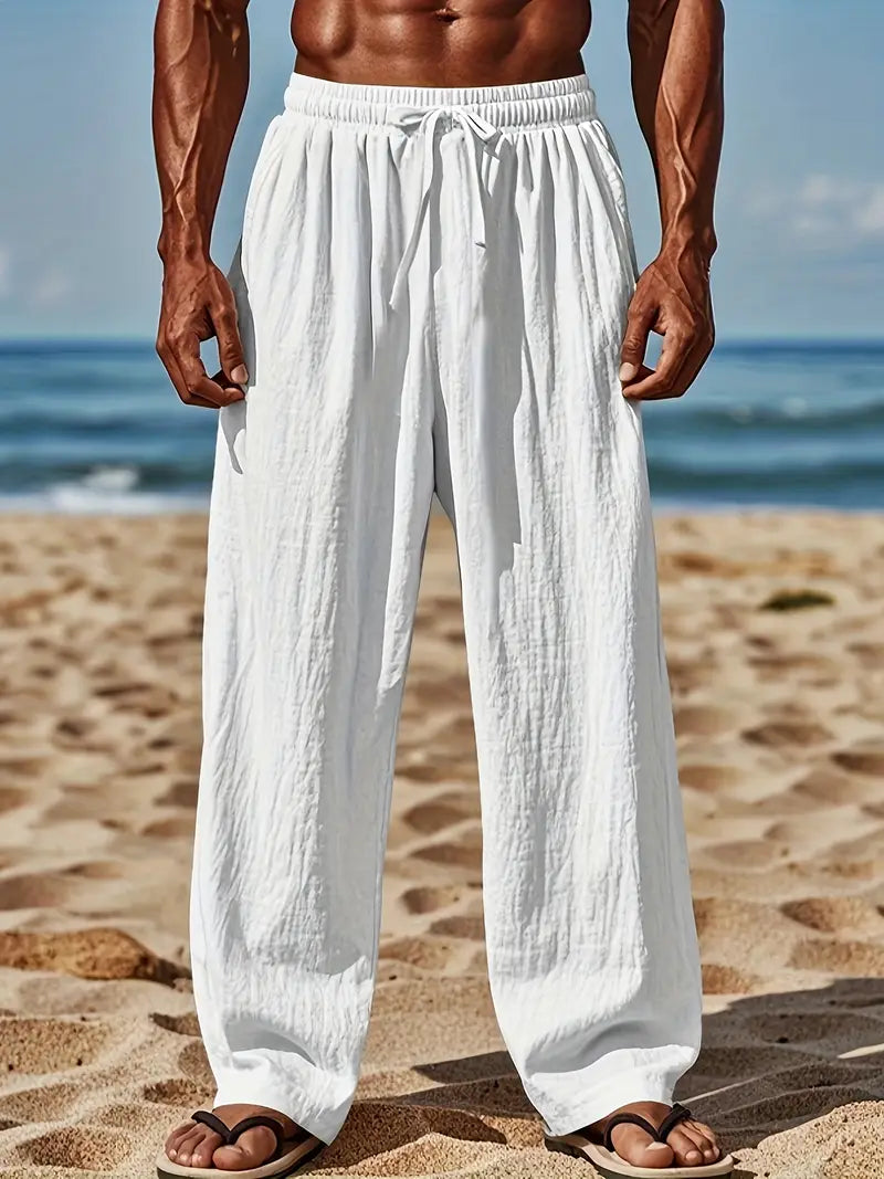 Lockere Herren Urlaubshose, grün, leicht & bequem. Ideal für Strand & warme Tage.