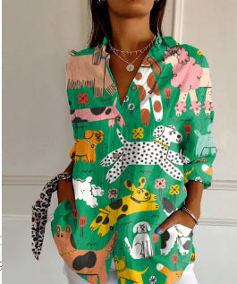 Modische Damen Printbluse, perfekt für den Übergang, elegant & vielseitig für jede Jahreszeit.