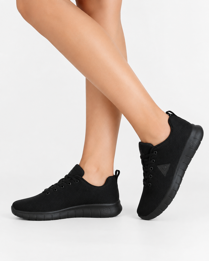 Leichte, schwarze Herren Laufschuhe, atmungsaktiv und flexibel, ideal als bequeme Sportschuhe für jeden Tag.