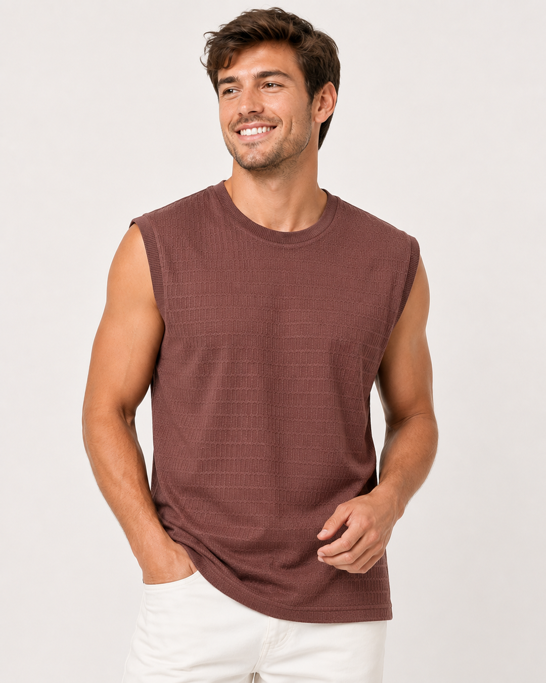 Damen ärmellose Strickweste, elastisch & leicht, perfekt für Sommer und Freizeit. Rundhals-Oberteil, bequem.