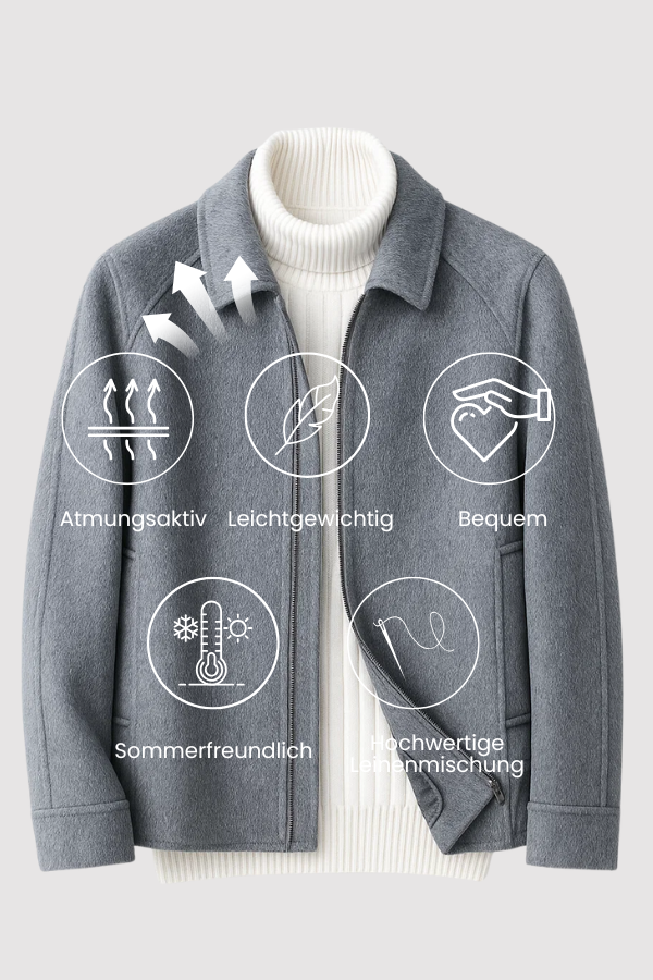 Stilvolle Herren Slim Fit Übergangsjacke mit Reißverschluss & Stehkragen für einen modernen, eleganten Look.