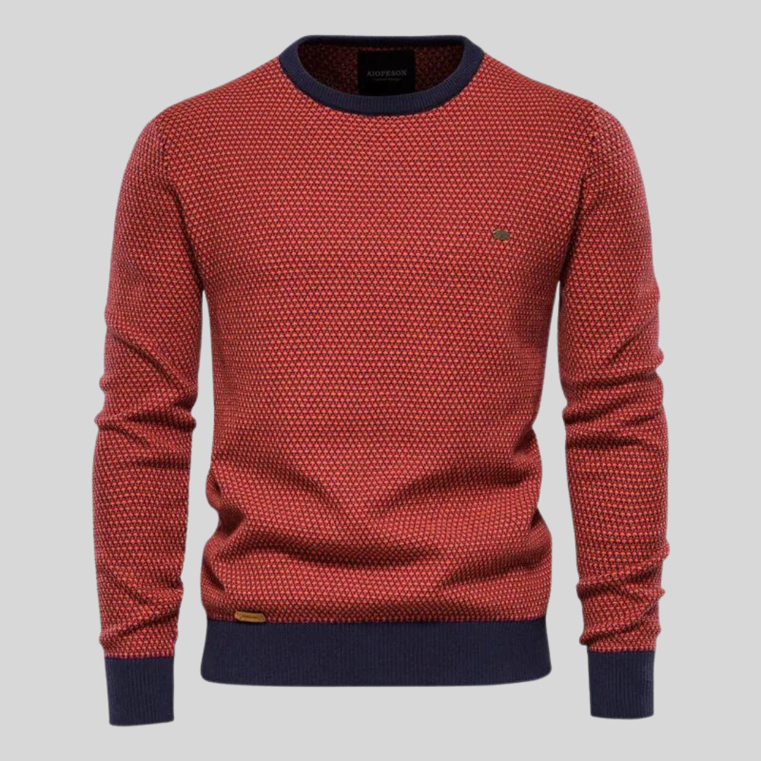 Klassischer Herren Strickpullover Rundhals in Khaki, bequem & vielseitig. Perfekt für Herbst & Winter.