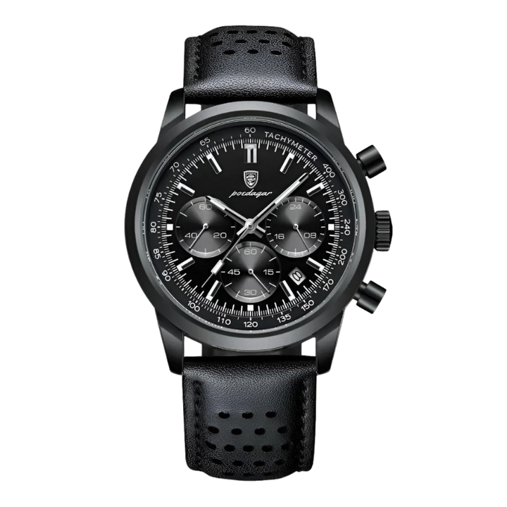 Elegante Herren-Luxusuhr mit leuchtenden Zeigern, wasserdicht. Klassische analoge Armbanduhr für den modernen Mann.