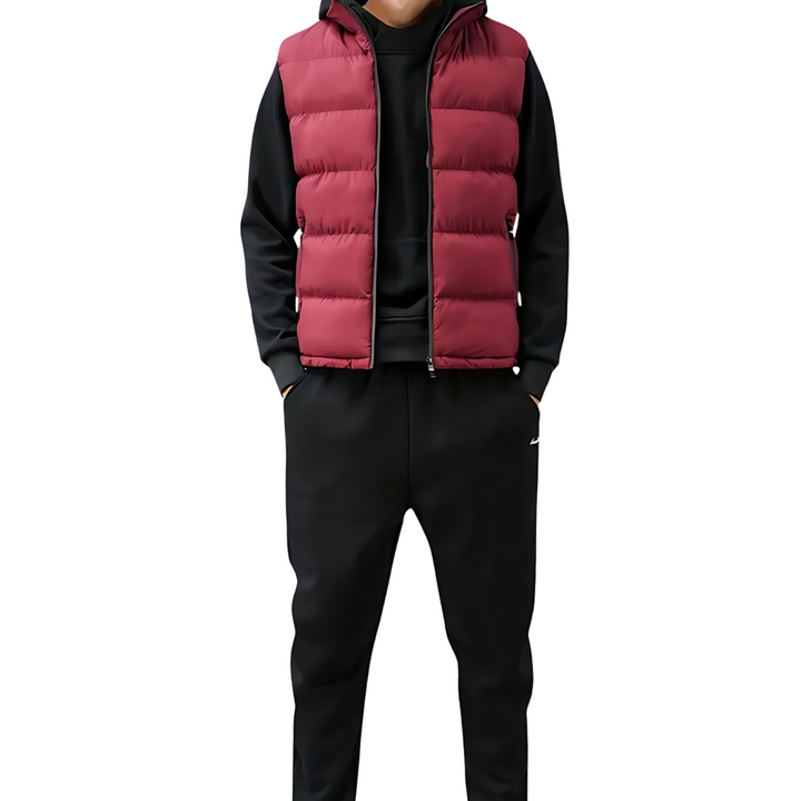 Elegante, leichte Herren Steppweste in Dunkelblau, perfekt als komfortable Übergangsjacke für Herrenmode.