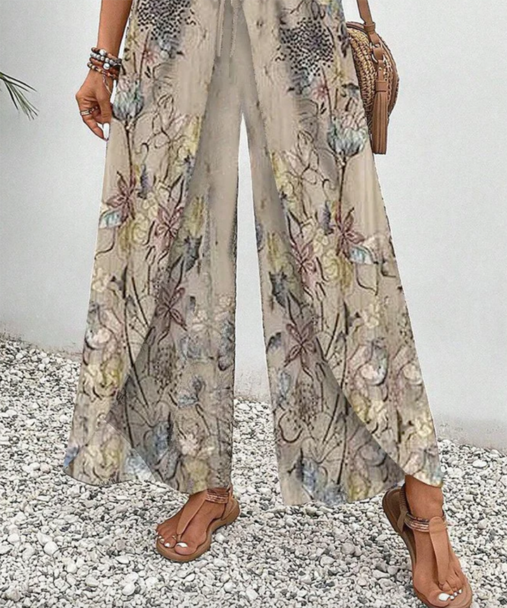 Stilvolle Damen Sommerhose mit Blumenmuster; leicht & bequem für warme Tage, Freizeit oder Strand.