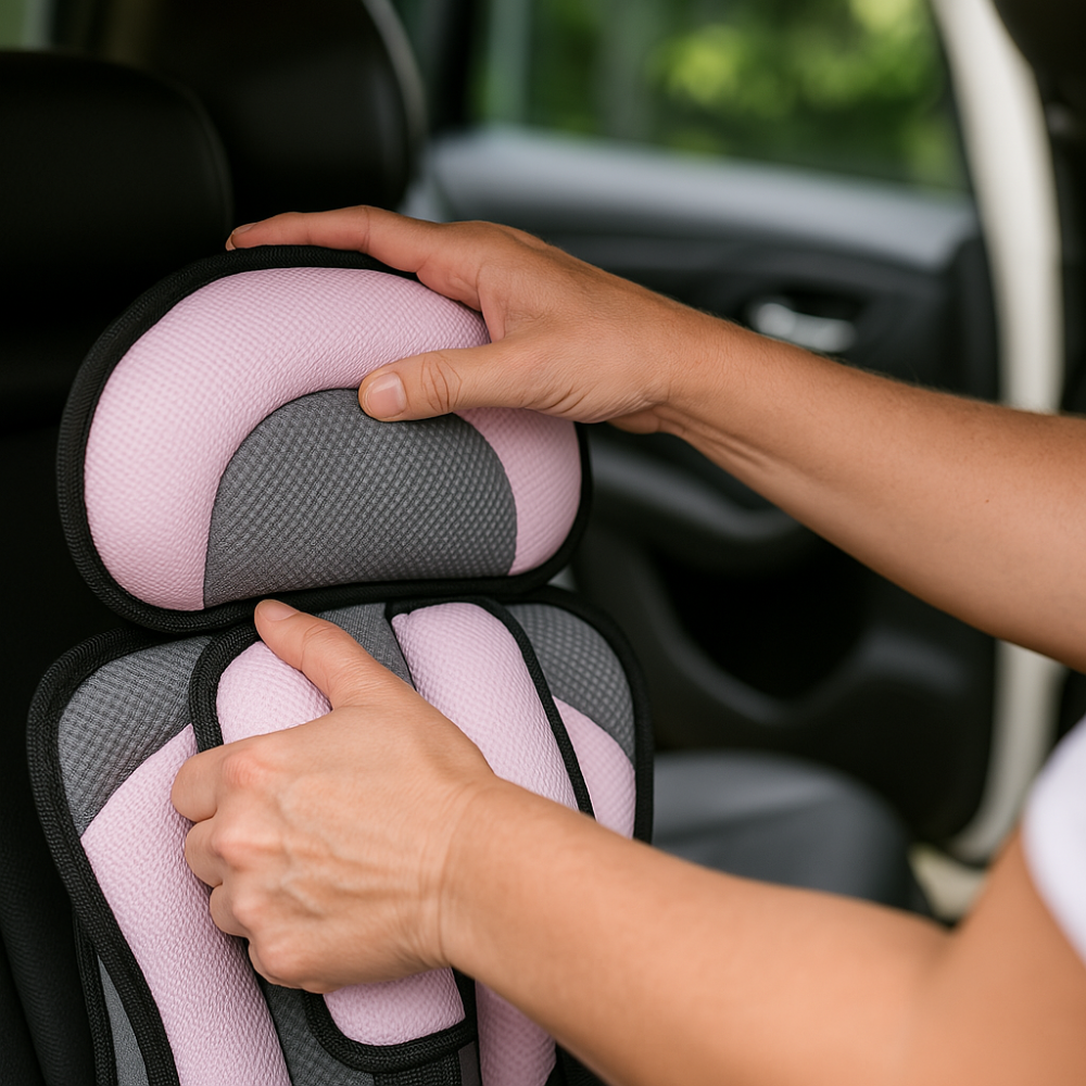 Seitenansicht SafeRider Pro Kindersitz: Ergonomisches Design, Seitenaufprallschutz für sicheres Reisen.