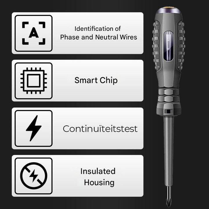 Kompaktes Multitool: 2-in-1 Schraubendreher mit Spannungstester, ideal für Elektrowerkzeug & Heimwerkerprojekte.