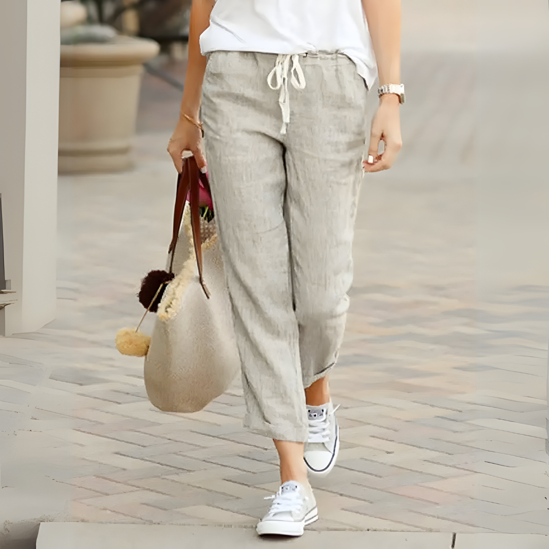 Bequeme Freizeithose für Damen: Eine leichte, elegante Sommerhose, perfekt für Alltag und Urlaubsreisen.
