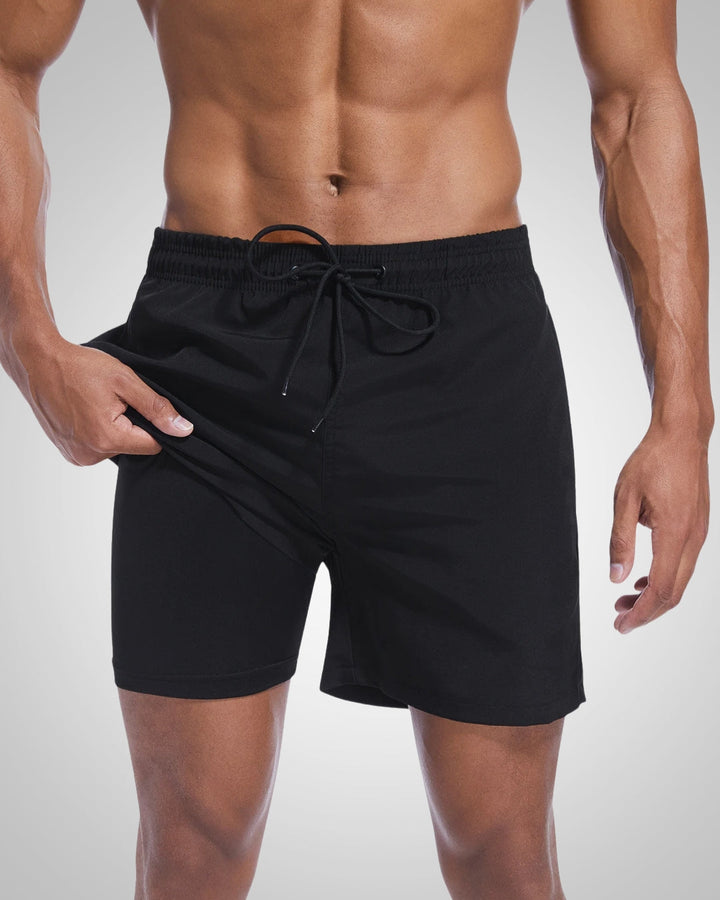 Herren Slim Fit Badehose für Sommer, Strand & Pool. Kurze Sporthose mit Kompressions-Innenhose für optimalen Komfort.