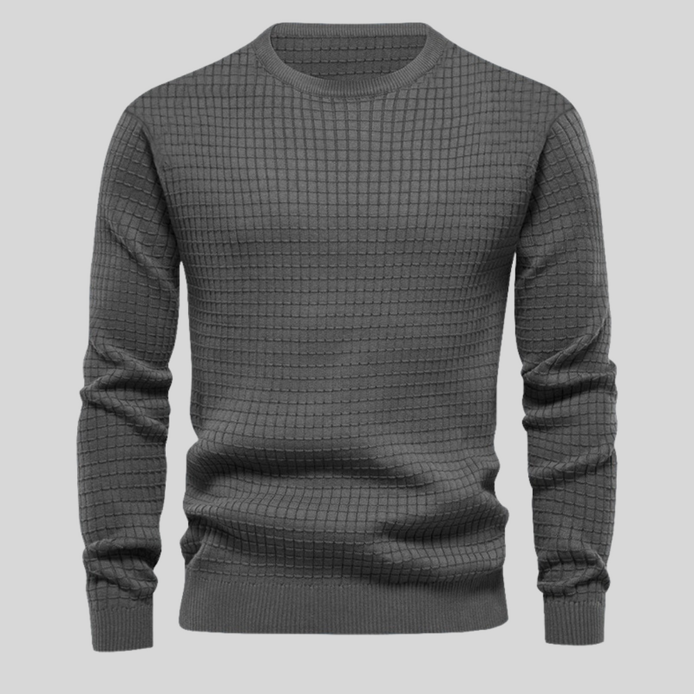 Klassischer Herren Strickpullover mit Rundhals, vielseitig für Alltagslook. Bequemer Langarm-Winterpullover.