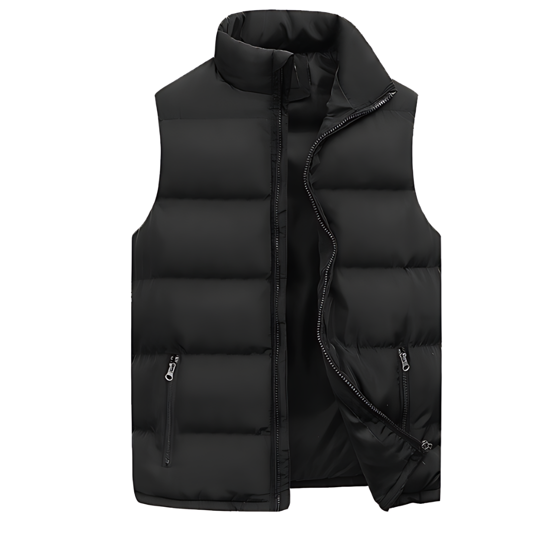 Stylische, leichte Herren Steppweste in Schwarz für den Übergang, ideal für sportliche Alltagslooks.