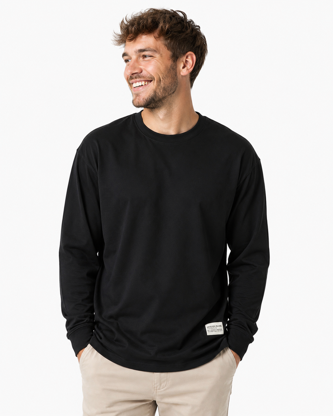 Komfortables Herren Oversized Langarmshirt mit Rundhals. Lockerer Schnitt ideal für entspannte Tage & Freizeit.