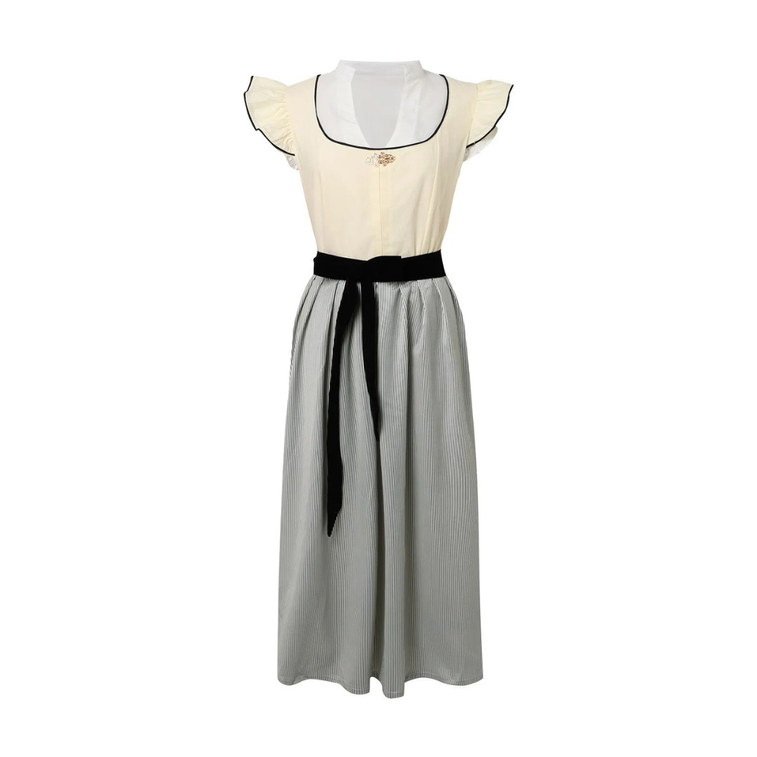 Elegantes Damen Dirndl Trachtenkleid für Oktoberfest mit Schnürleib & passender Schürze. Perfektes Festkleid.