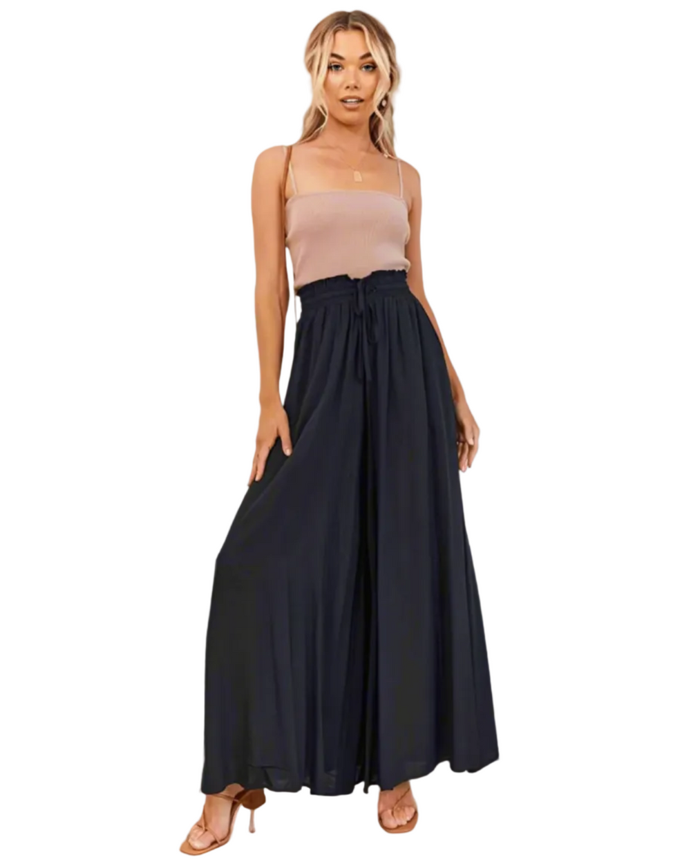 Elegante Damen Freizeithose mit hoher Taille, luftig und bequem für den Sommer.