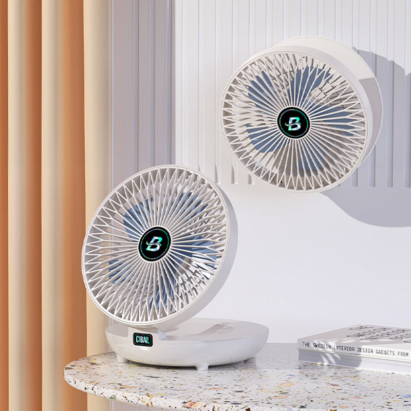 Weißer, faltbarer Mini-Ventilator, ideal für Zuhause & Büro. Tragbarer USB-Ventilator mit Akku für Sommerkühlung.