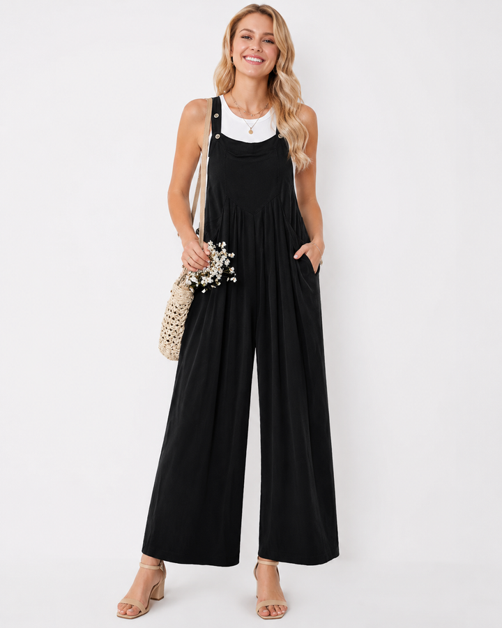Casual Chic Damen Jumpsuit. Eleganter Overall mit weitem Bein und bequemer, lockerer Passform für den Sommer.